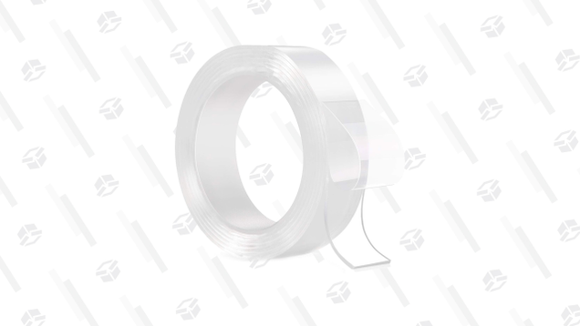 While it’s not tape in the traditional sense, double sided gel tape can be used in much the same way to hold things to your wall, and promises not to leave behind any residue.